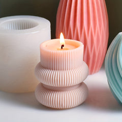 Geometric Stripe Cylindrical Silicone Mold DIY Aromatherapy Candle Mold
