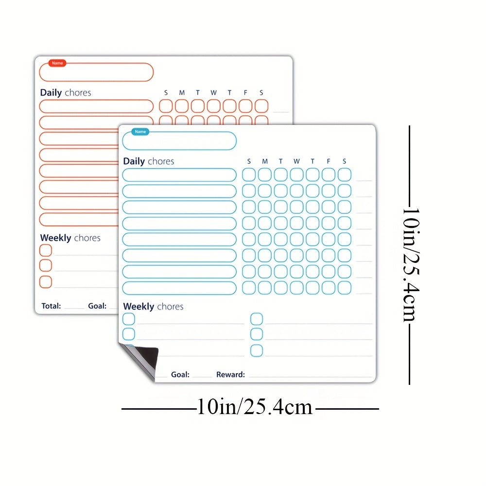 2 Pcs Magnetic Chore Chart For Students