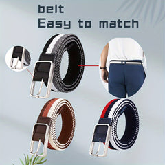 Elastic Polyester Men's Belt w/ Pin Buckle Braided