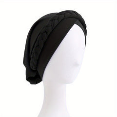 Solid Braided Turban Cap Forehead Cross Pre-tied Head Wrap