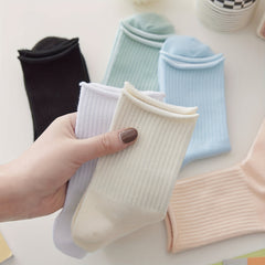 6 Pairs Solid Mid-Tube Curling Socks for Women