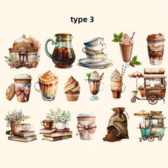 Coffee Series Scrapbooking Stickers Hand Account Sticker Junk Journal Supplies