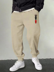 Men's Poker Card Symbol Print Joggers Breathable Sweatpants