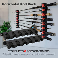 6 Hole Wall Mounted Fishing Rod Rack - Organize & Display Your Poles