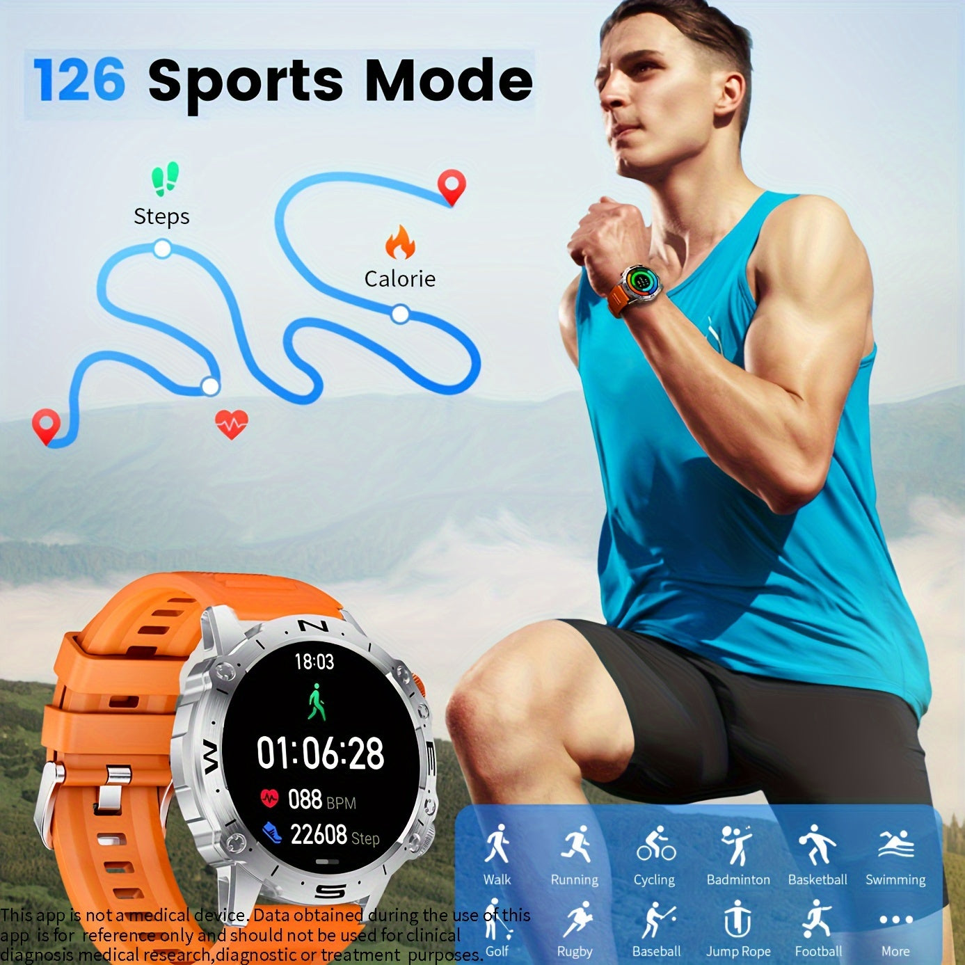 Smart Watch 3 HD Touch Screen Fitness Watches Waterproof Sport Mode