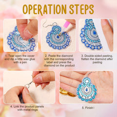 DIY Diamond Painting Earrings Kit Boho Flower Water Dro