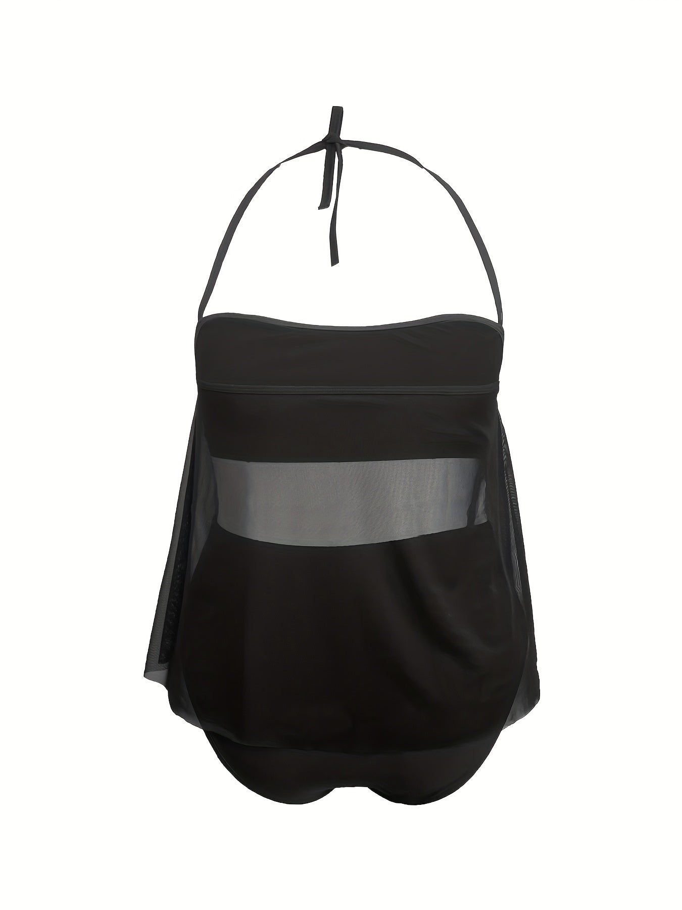 Vacay Tankini Set Plus Size Halter Neck Beachwear Two Piece Set