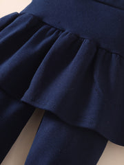 Toddler Girls Fleece-Lined Leggings with Ruffled Skirt