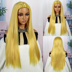 Hot Pink Yellow Lake Pink Wigs Synthetic Cosplay Wig Hair Long Straight Wig