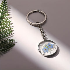 Embossed Daisy Charm Keychain for Women