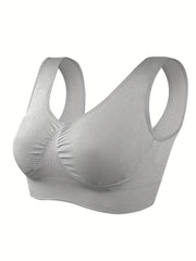 Sports Bra Women's Plus Solid Round Neck Full Coverage Seamless Medium