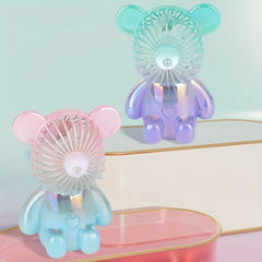 Colorful Bear Fan Handheld Mini Fan USB Charging Desk Top Decoration Fan