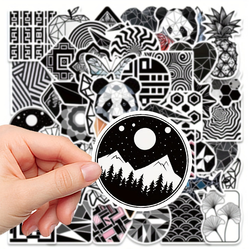 50pcs Geometric Panda Stickers for Laptop Helmets Water Cup DIY P