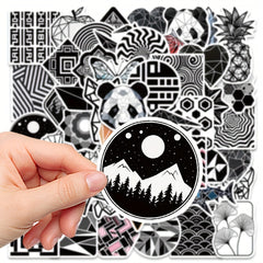 50pcs Geometric Panda Stickers for Laptop Helmets Water Cup DIY P