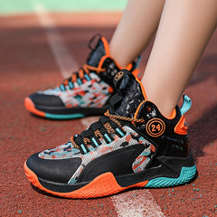Boy's Block Basketball Shoes Non Slip Sneakers, Lace Up, Indoor Outdoor Training
