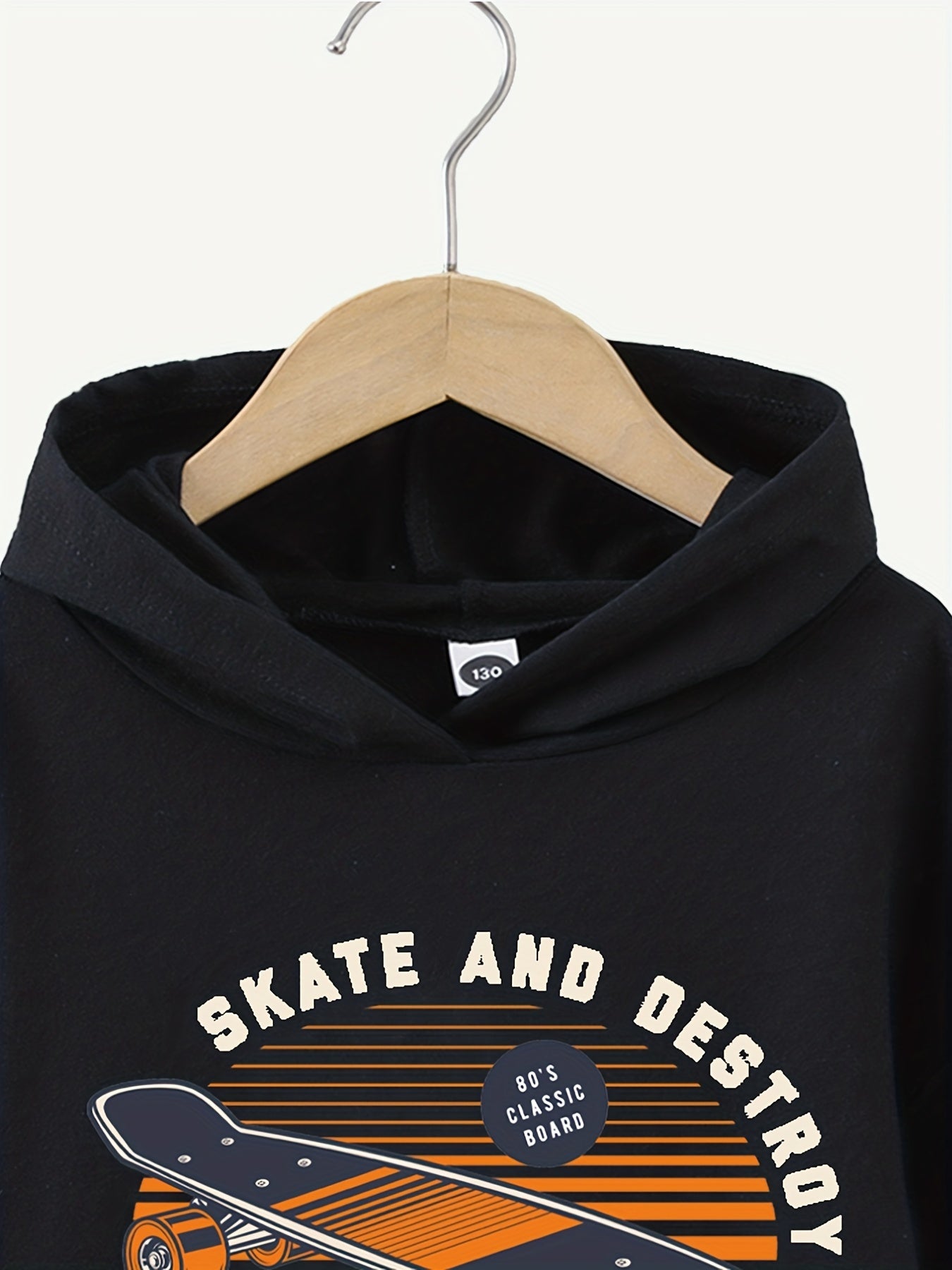 Skateboard Print Boys Hoodie Sweatshirt for Kids