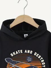 Skateboard Print Boys Hoodie Sweatshirt for Kids