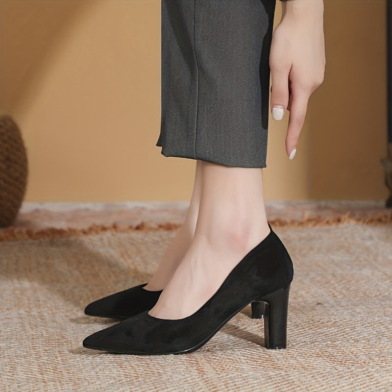 Women's Block Heel Point Toe Pumps