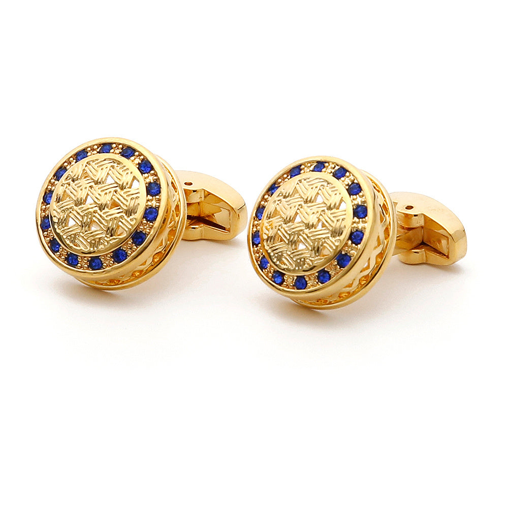 Men's Rhinestone French Round Cufflinks