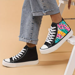 Leopard High Top Canvas Shoes for Women - Casual Wear