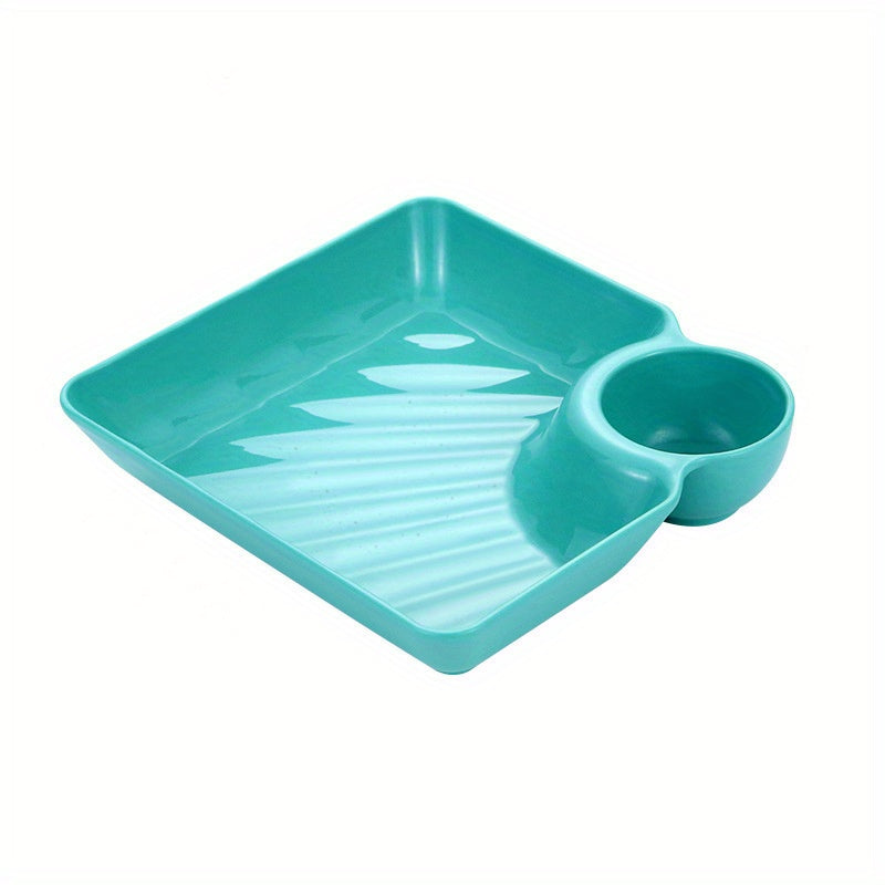 4pcs Dumpling Plates With Sauce Compartment Square Serving Plates