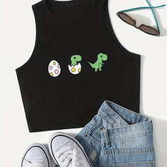 Dinosaur Print Crop Tank Top for Women