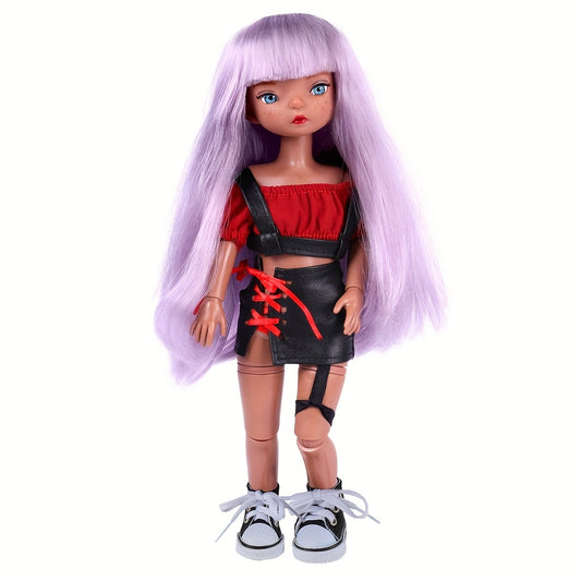 Pink Doll 360 Jointed Doll with 4 Outfits Fashionable Collectible Gift for Girls