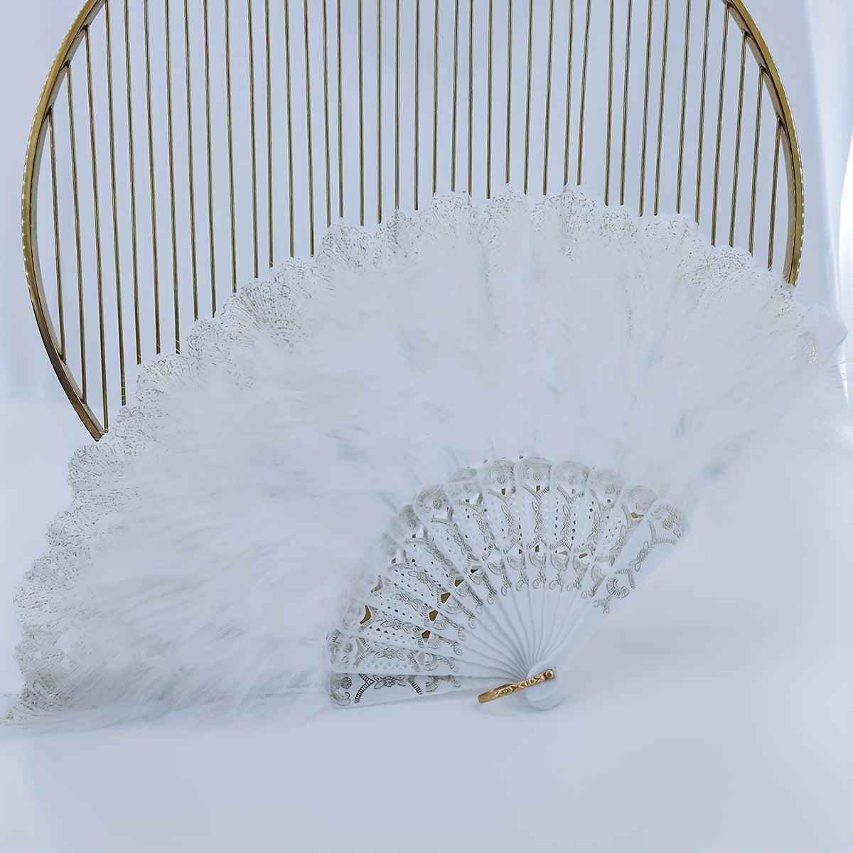 Women's Plush Folding Fan Dance Performance Fan Photography Props