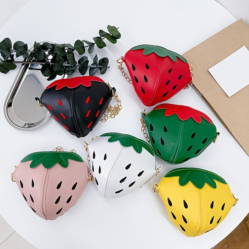 Strawberry Zipper Shoulder Bag Messenger Coin Purse Wallet With Chain Crossbody
