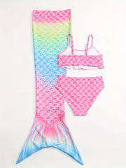 Toddler Girls Fish Scale Bikini Swimsuit Set Mermaid Tail Costume