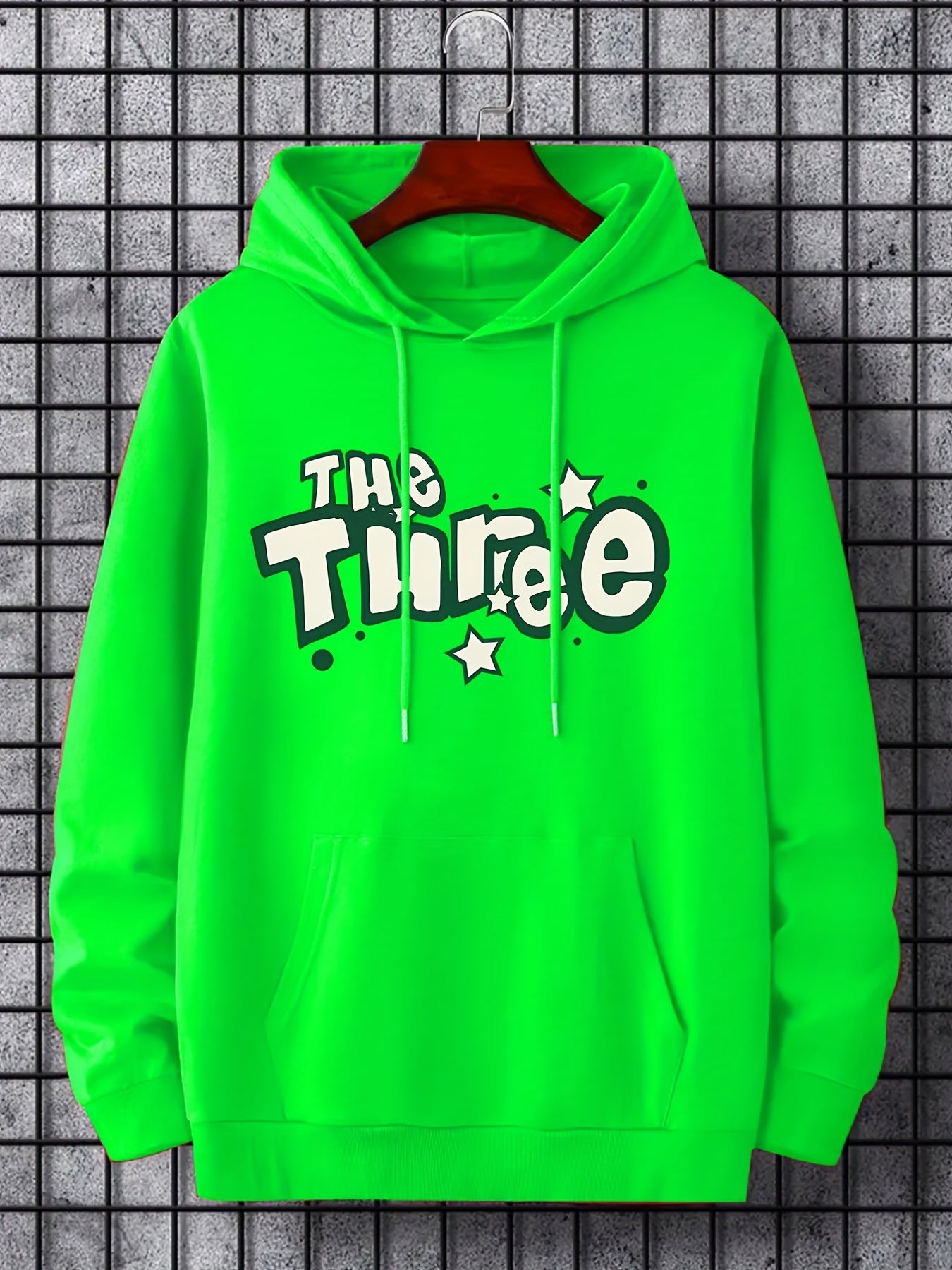 Men's Three Print Hoodie Casual Hooded Sweatshirt
