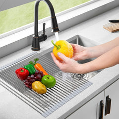 Over Sink Roll Up Dish Drying Rack Stainless Steel