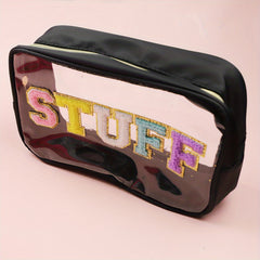 Waterproof PVC Toiletry Bag with Embroidered Lettering