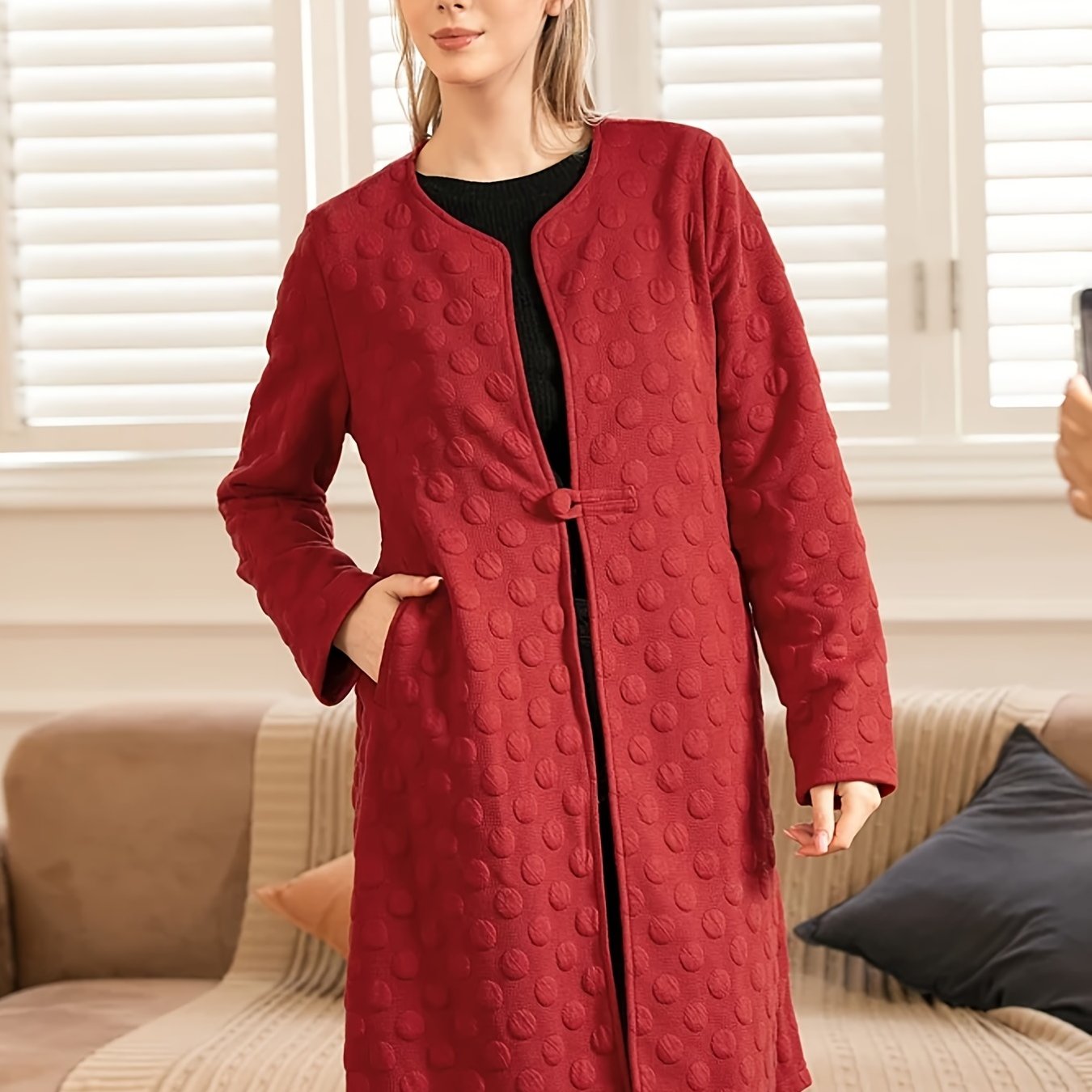 Casual Long Raglan Sleeve Coat Loose Outerwear
