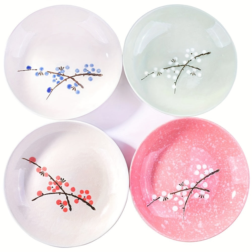 4 Pcs Japanese Ceramic Dinner Plates 20-32 Cm Various Styles Household Tableware