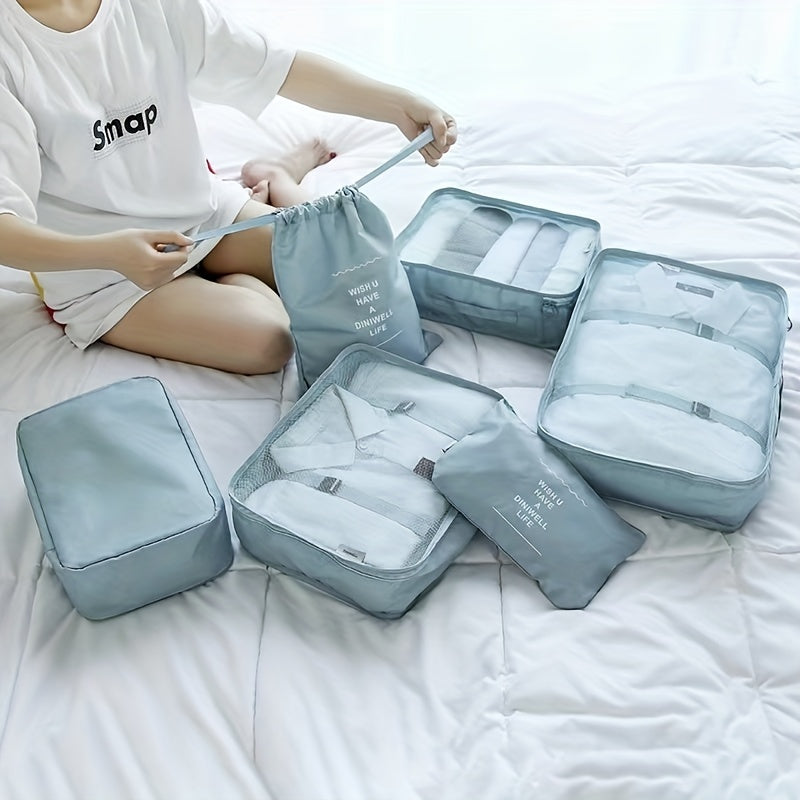 6pcs Travel Clothes Storage Bag Drawstring Organizer Set