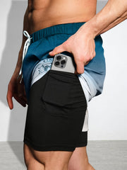 Men's Double Layer Sports Shorts for Gym Workout - Summer Training