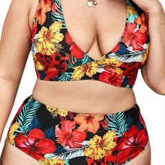 Floral Print Tank Top Bikini Set Plus Size Women's Swimsuit