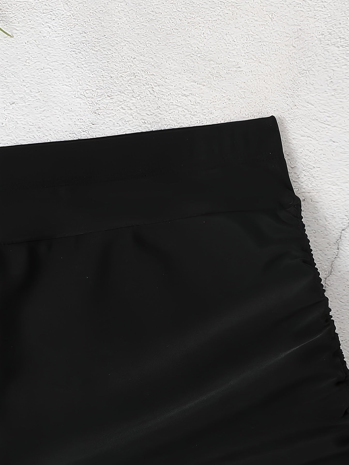 Solid High Waisted Swim Shorts