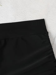 Solid High Waisted Swim Shorts