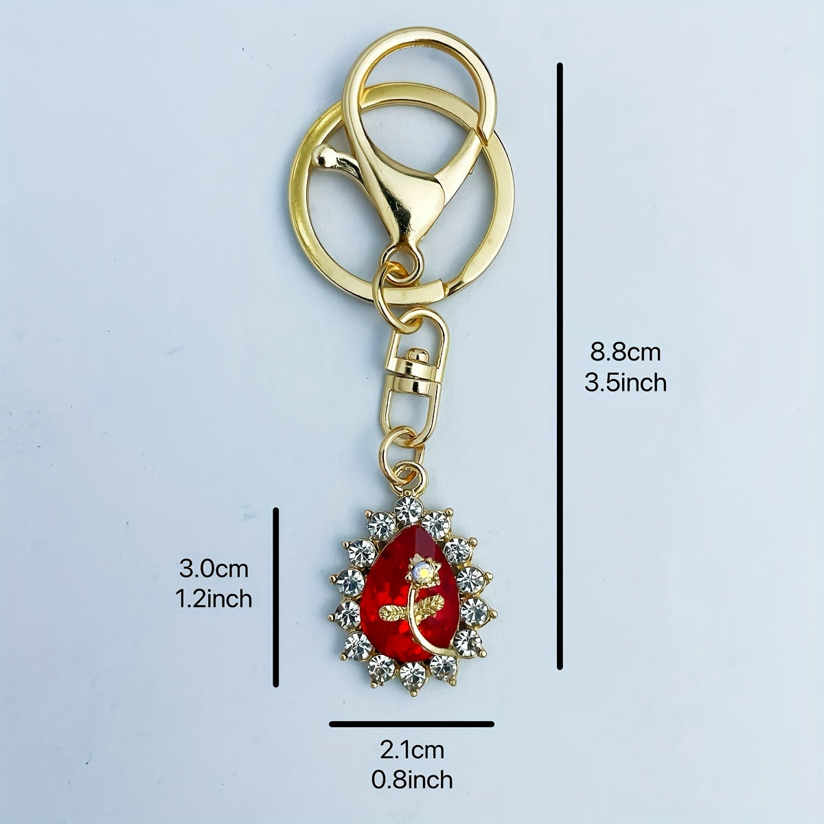 Rose Keychain Crystal Rhinestone Encrusted Bags Wallets Car Keys Pendant