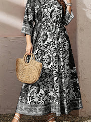 Colorblock Floral Print Maxi Dress