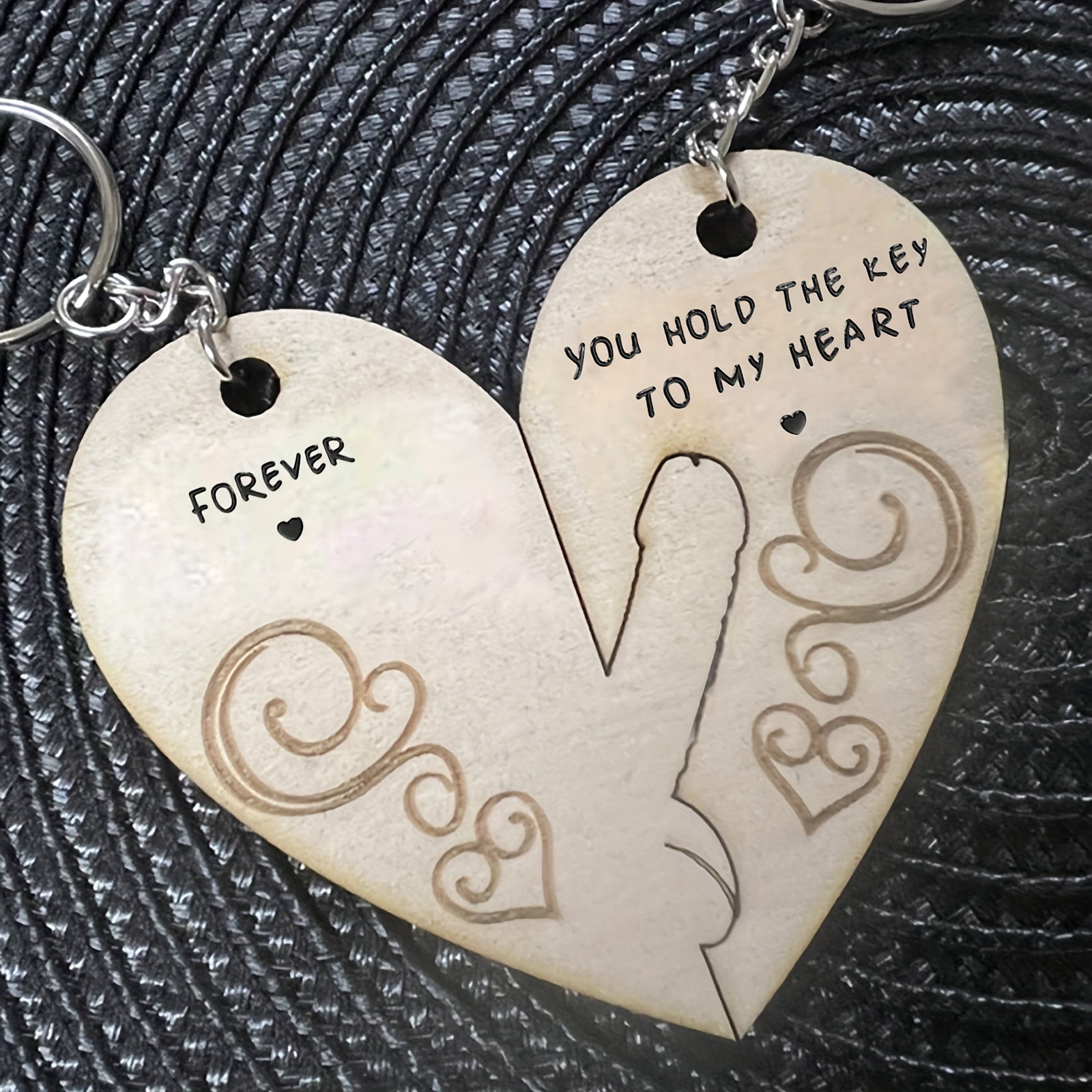 Heart Shaped Couple's Keychain Pendant for Car Keys Backpacks Gift