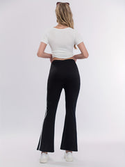 Striped Print Flared Leg Pants Casual High Waist Long Length Pants