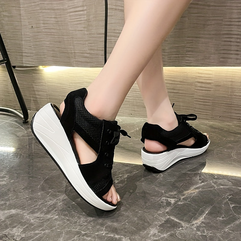 Thick Bottom Non Slip Sport Sandals Breathable Lace Up Slides