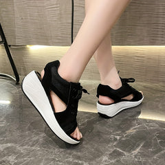 Thick Bottom Non Slip Sport Sandals Breathable Lace Up Slides