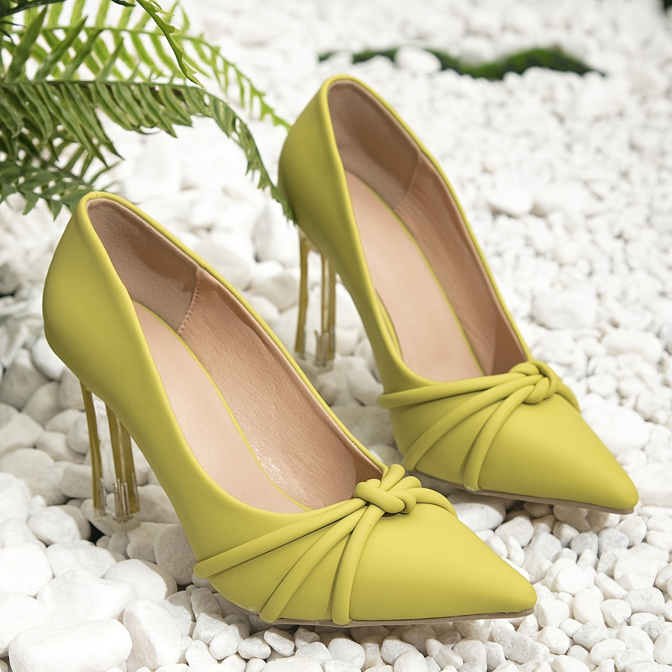 Women's Knot Stiletto Mid Heel Pointed Toe Pumps