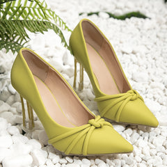 Women's Knot Stiletto Mid Heel Pointed Toe Pumps