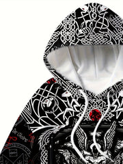 Men's All Over Print Hoodie & Sweatpants Set for Autumn Winter