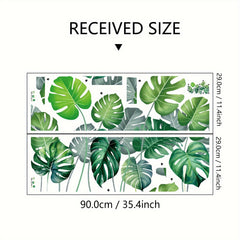 2pcs Green Tropical Plants Wall Stickers For Living Room